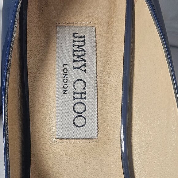 Jimmy Choo Womens Peep Toe Wedge Sandal Blue 39.5 QuietLuxury Old Money Minimali - Picture 11 of 15